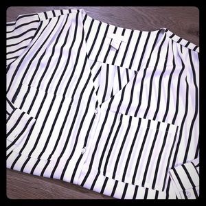 H&M Black and White Stripe Blouse Size 8